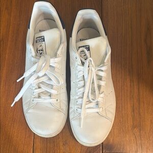 adidas White Leather Sneakers with Navy Heel Tab